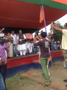 Sushil Kumar offered voters a foreign policy moment when he told the crowd, "If today China and Pakistan are afraid of one person, it is Narendra Modi."
He added later: "When Nitish Kumar went to Delhi, Arvind Kejriwal asked people to vote for him. Forget Kejriwal. Even if Mamata Banerjee comes, even if Barack Obama comes or Nawaz Sharif comes to tell you to vote for Nitish, nothing will stop the BJP from ruling Bihar."