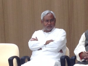 Nitish Kumar at the CM's residence, receiving us.