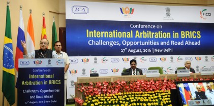 The Union Minister for Finance and Corporate Affairs, Shri Arun Jaitley delivering the valedictory address at the Conference on International Arbitration in BRICS: Challenges, Opportunities and Road ahead, in New Delhi on August 27, 2016.
	The Secretary, Department of Economic Affairs, Shri Shaktikanta Das is also seen.