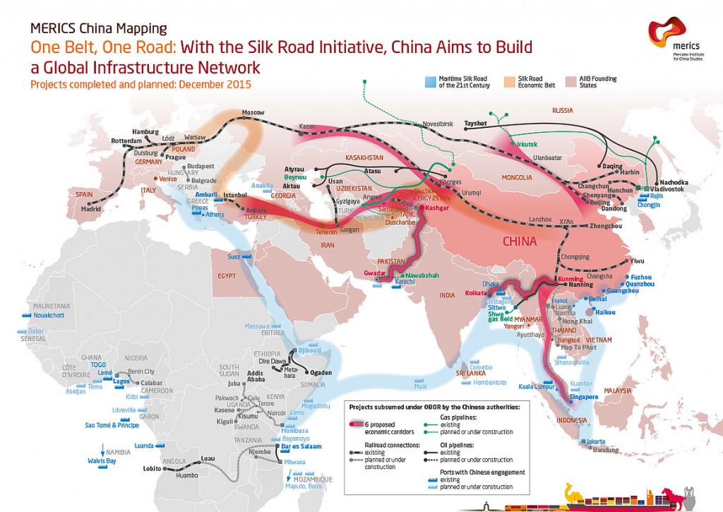 Map of the Chinese BRI project created by Mercator Institute for China Studies.