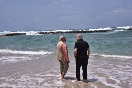 Prime Minister Modi with Israeli Prime Minister Netanyahu taking a leisurely stroll along Olga beach in northern Israel, on the last day of the Indian PM's historic visit in July 2017.