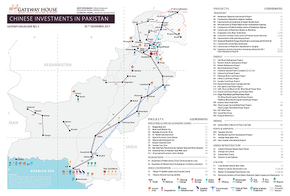 Gateway House's research map on Chinese investments in Pakistan. Researched by Amit Bhandari and Chandni Jindal.