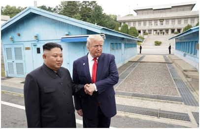 Photo 11: A file photo of President Trump and Supreme Leader Kim Jong Un at the Joint Security Area in Panmunjom (ECNS)
