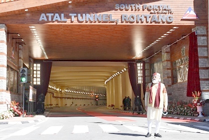 The Prime Minister, Shri Narendra Modi dedicates to the nation the Worlds longest Highway tunnel - Atal Tunnel, in Manali, Himachal Pradesh on October 03, 2020.