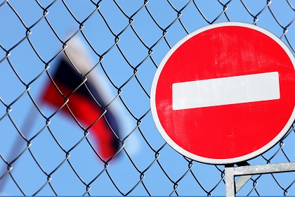 Flag,Of,Russia,Behind,A,Fence,With,A,Forbidding,Sign