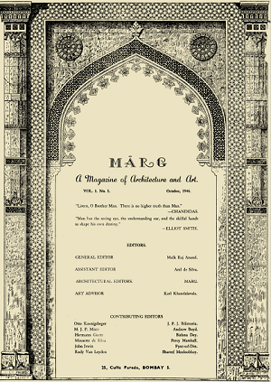 Imprint page of the first issue of Marg with the names of the editors and contributing editors, who were all its founders. (Courtesy The Marg Foundation)